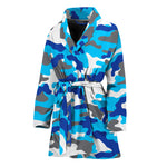Blue Snow Camouflage Print Women's Bathrobe