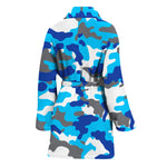 Blue Snow Camouflage Print Women's Bathrobe