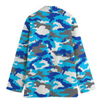 Blue Snow Camouflage Print Women's Blazer