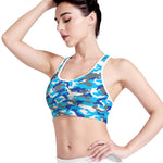 Blue Snow Camouflage Print Women's Sports Bra