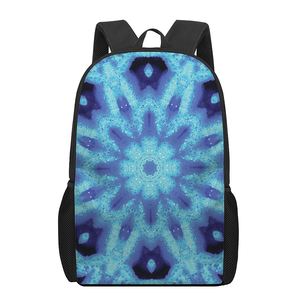 Blue Snowflake Kaleidoscope Print 17 Inch Backpack