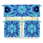 Blue Snowflake Kaleidoscope Print 3 Piece Kitchen Curtains