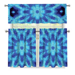 Blue Snowflake Kaleidoscope Print 3 Piece Kitchen Curtains
