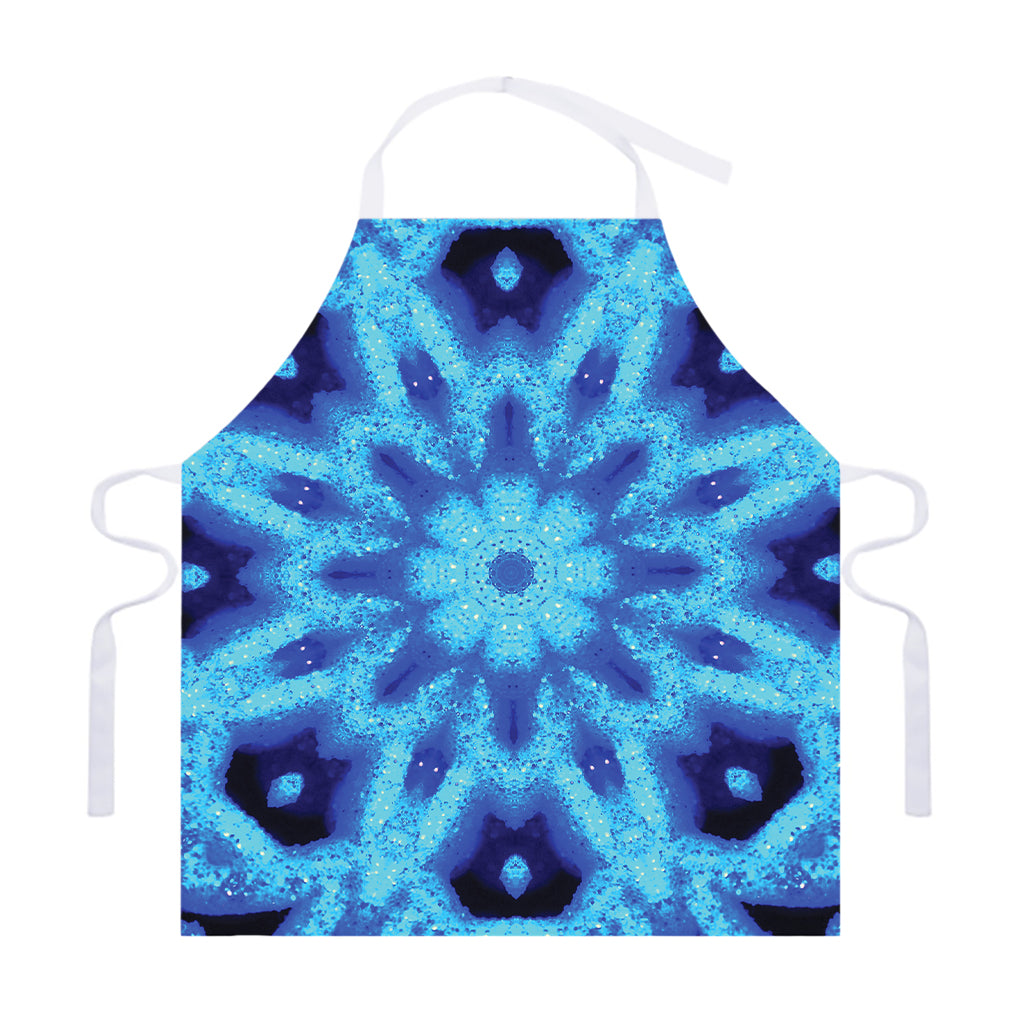 Blue Snowflake Kaleidoscope Print Adjustable Apron