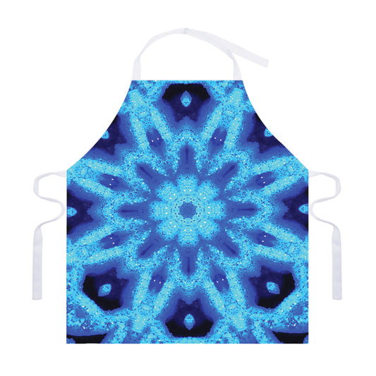 Blue Snowflake Kaleidoscope Print Adjustable Apron