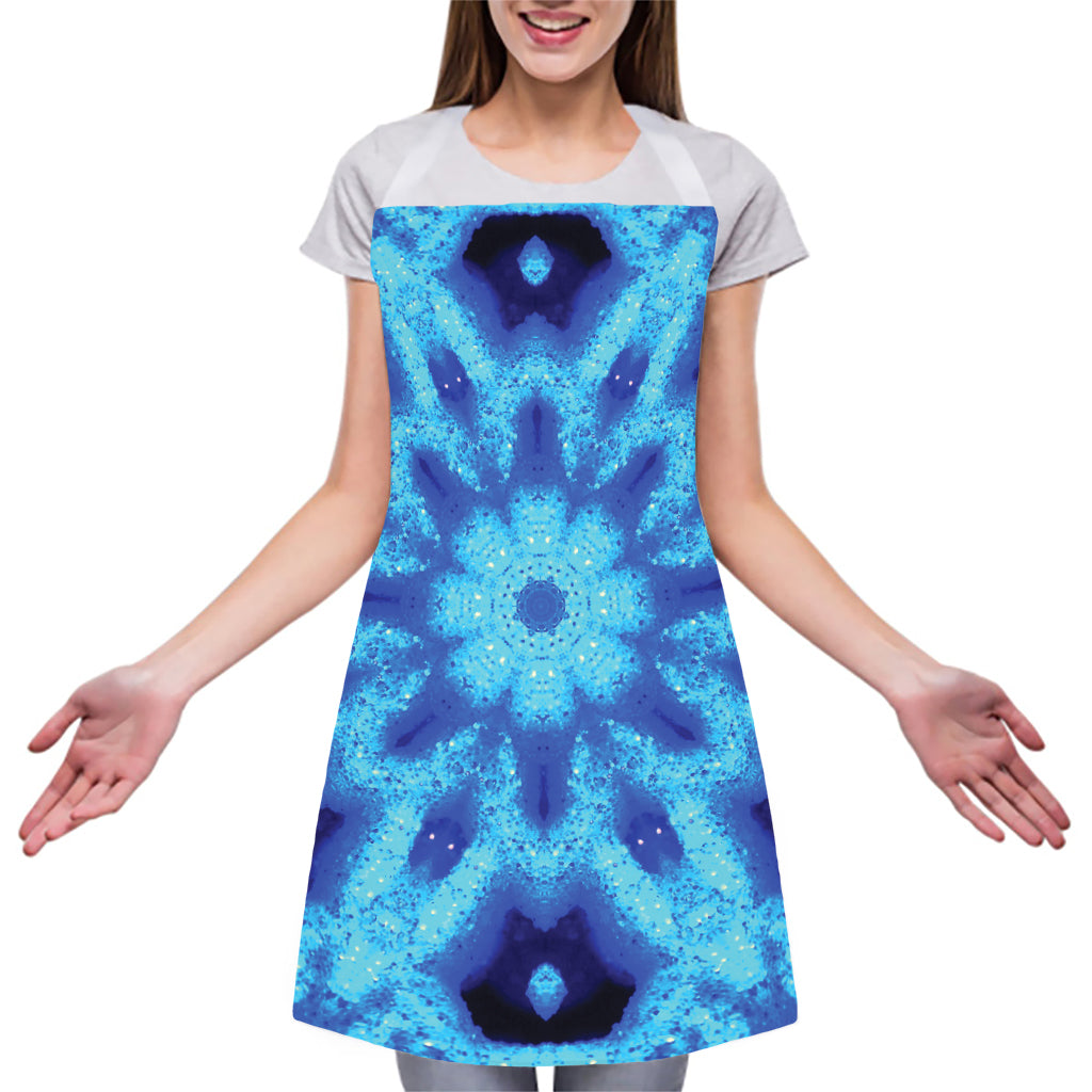 Blue Snowflake Kaleidoscope Print Adjustable Apron