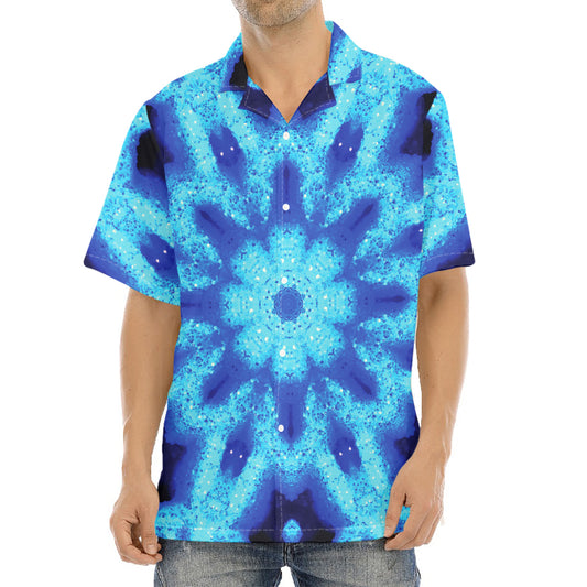 Blue Snowflake Kaleidoscope Print Aloha Shirt