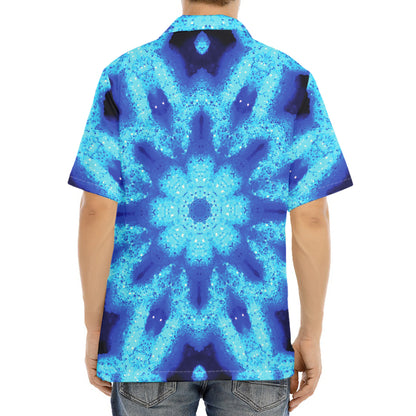 Blue Snowflake Kaleidoscope Print Aloha Shirt