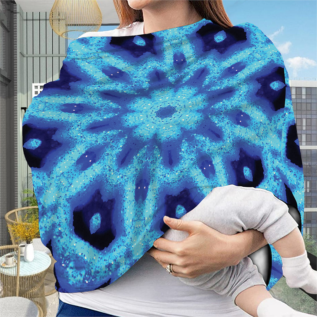 Blue Snowflake Kaleidoscope Print Baby Seat Cover