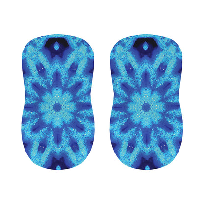 Blue Snowflake Kaleidoscope Print Bar Stool Covers
