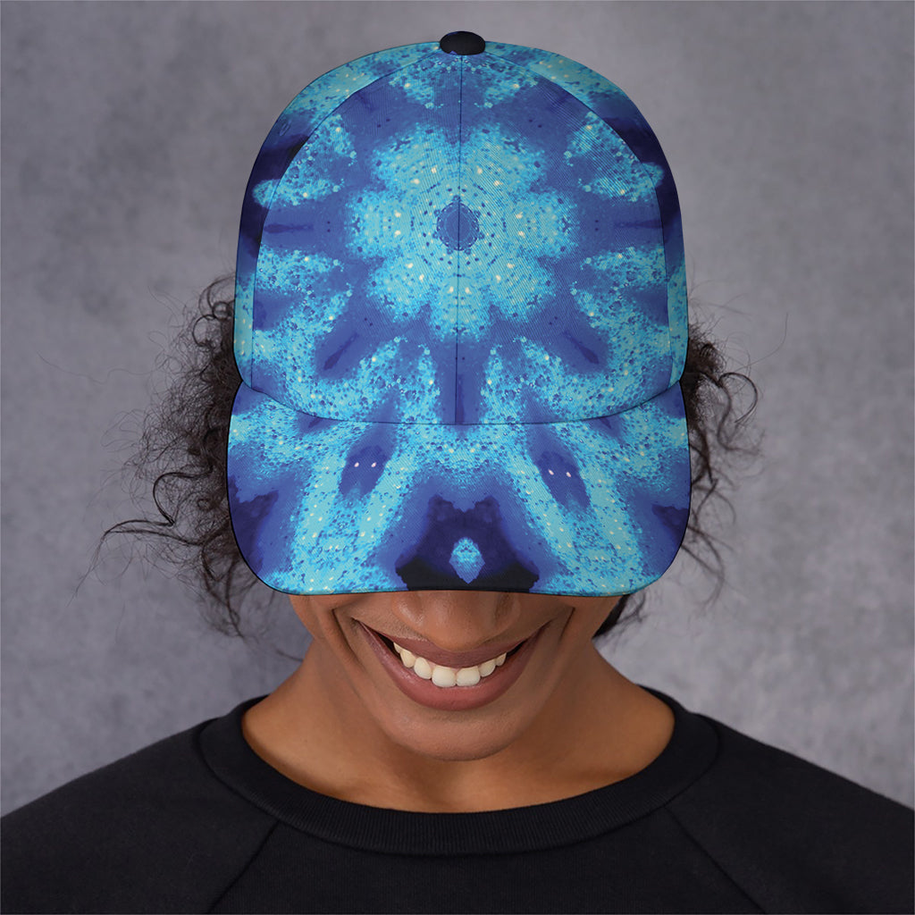 Blue Snowflake Kaleidoscope Print Baseball Cap