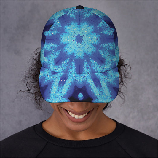Blue Snowflake Kaleidoscope Print Baseball Cap