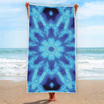 Blue Snowflake Kaleidoscope Print Beach Towel
