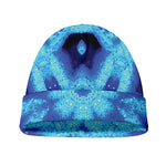 Blue Snowflake Kaleidoscope Print Beanie