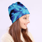 Blue Snowflake Kaleidoscope Print Beanie