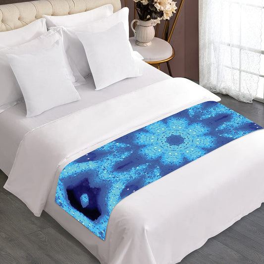 Blue Snowflake Kaleidoscope Print Bed Runner
