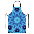 Blue Snowflake Kaleidoscope Print Bib Apron With Pocket