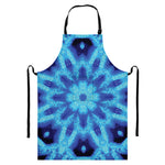 Blue Snowflake Kaleidoscope Print Bib Apron With Pocket