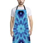Blue Snowflake Kaleidoscope Print Bib Apron With Pocket