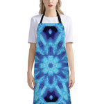 Blue Snowflake Kaleidoscope Print Bib Apron With Pocket