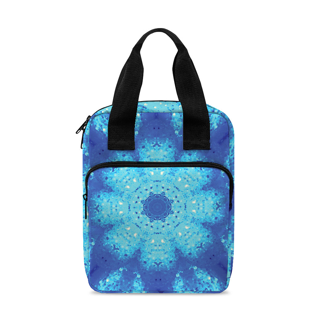 Blue Snowflake Kaleidoscope Print Bible Tote Bag