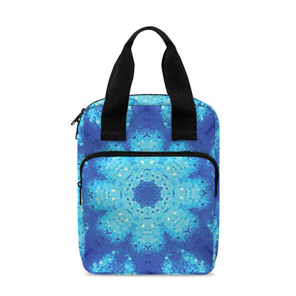 Blue Snowflake Kaleidoscope Print Bible Tote Bag