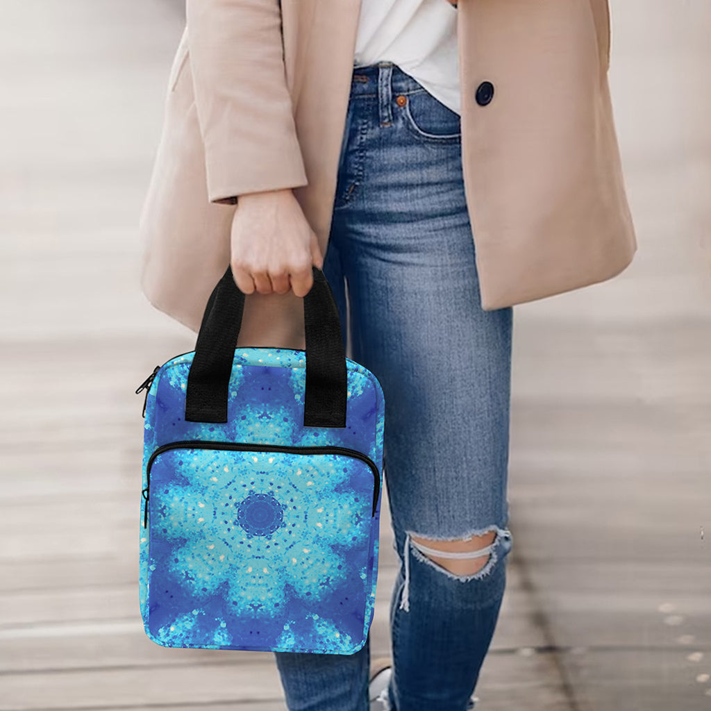 Blue Snowflake Kaleidoscope Print Bible Tote Bag