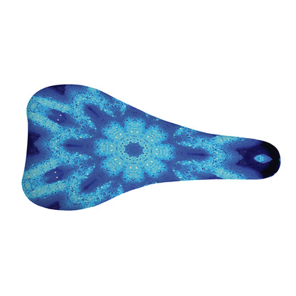 Blue Snowflake Kaleidoscope Print Bicycle Seat Cover