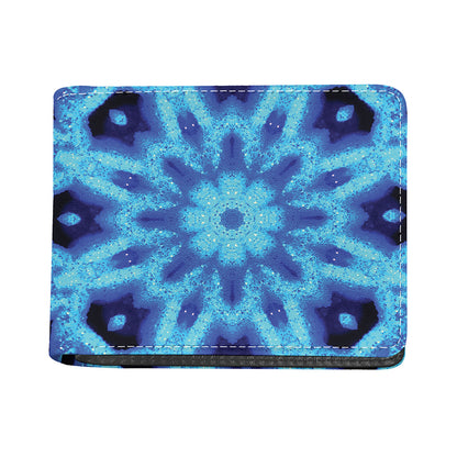 Blue Snowflake Kaleidoscope Print Bifold Wallet