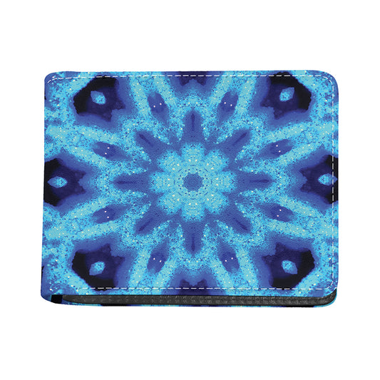 Blue Snowflake Kaleidoscope Print Bifold Wallet