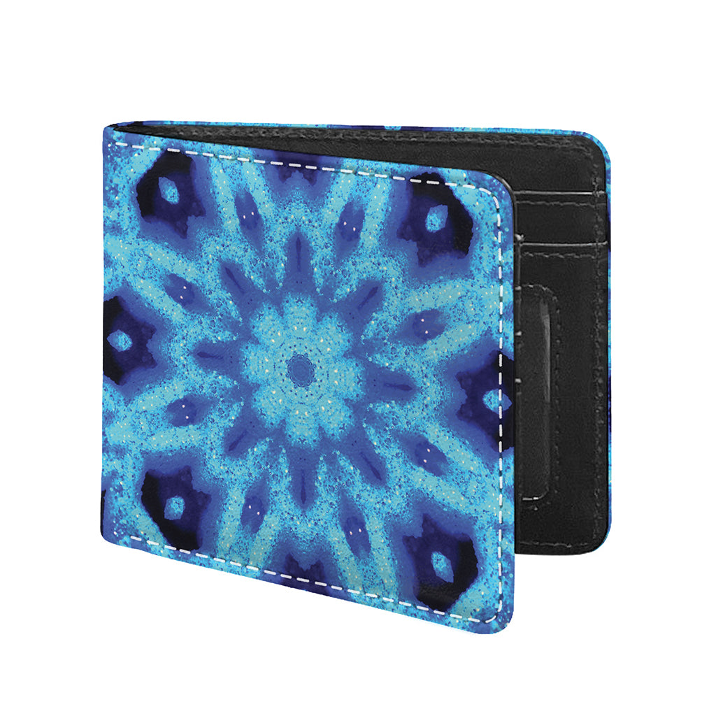 Blue Snowflake Kaleidoscope Print Bifold Wallet