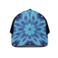 Blue Snowflake Kaleidoscope Print Black Mesh Trucker Hat