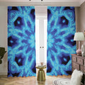 Blue Snowflake Kaleidoscope Print Dimout Pencil Pleat Curtains