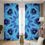 Blue Snowflake Kaleidoscope Print Blackout Pencil Pleat Curtains