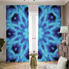 Blue Snowflake Kaleidoscope Print Blackout Pencil Pleat Curtains