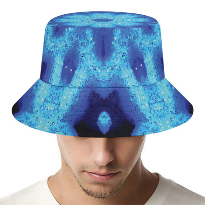 Blue Snowflake Kaleidoscope Print Bucket Hat