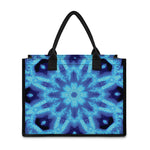 Blue Snowflake Kaleidoscope Print Canvas Tote Bag