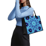 Blue Snowflake Kaleidoscope Print Canvas Tote Bag