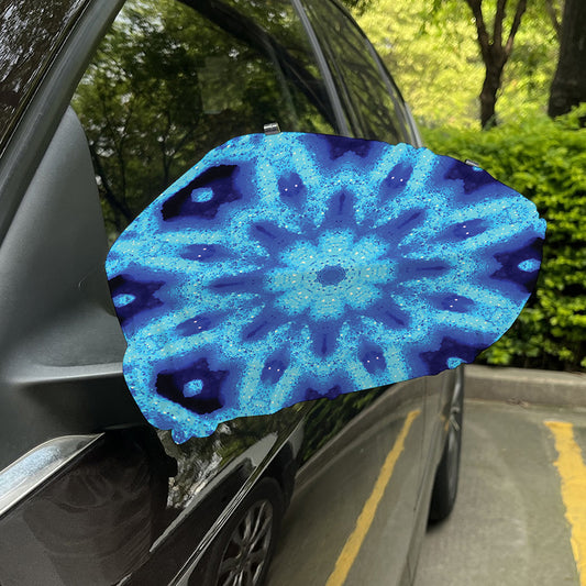 Blue Snowflake Kaleidoscope Print Car Side Mirror Covers