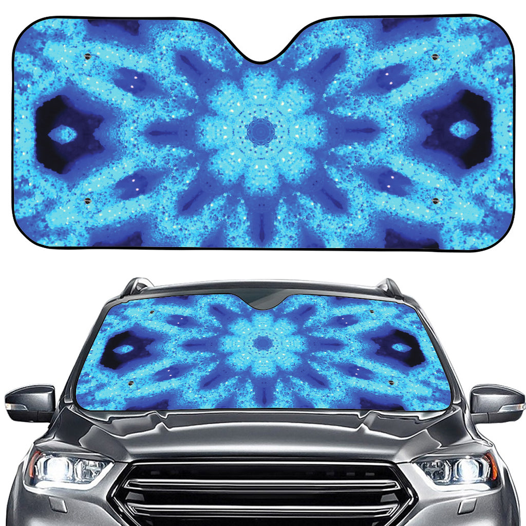 Blue Snowflake Kaleidoscope Print Car Windshield Sun Shade