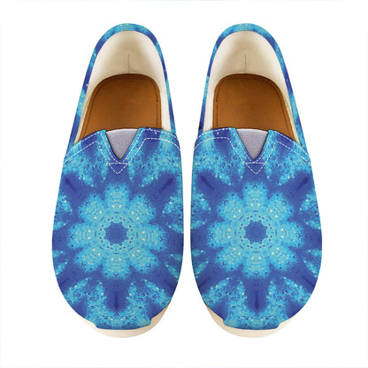 Blue Snowflake Kaleidoscope Print Casual Shoes