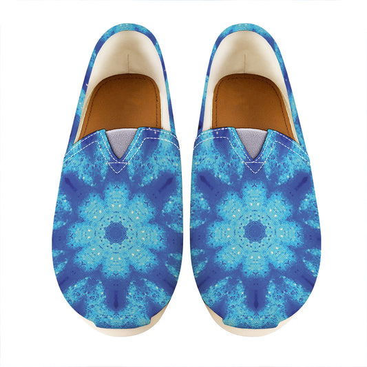 Blue Snowflake Kaleidoscope Print Casual Shoes
