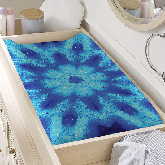 Blue Snowflake Kaleidoscope Print Changing Pad Cover