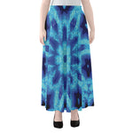 Blue Snowflake Kaleidoscope Print Chiffon Maxi Skirt