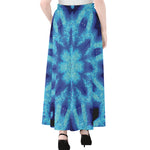 Blue Snowflake Kaleidoscope Print Chiffon Maxi Skirt