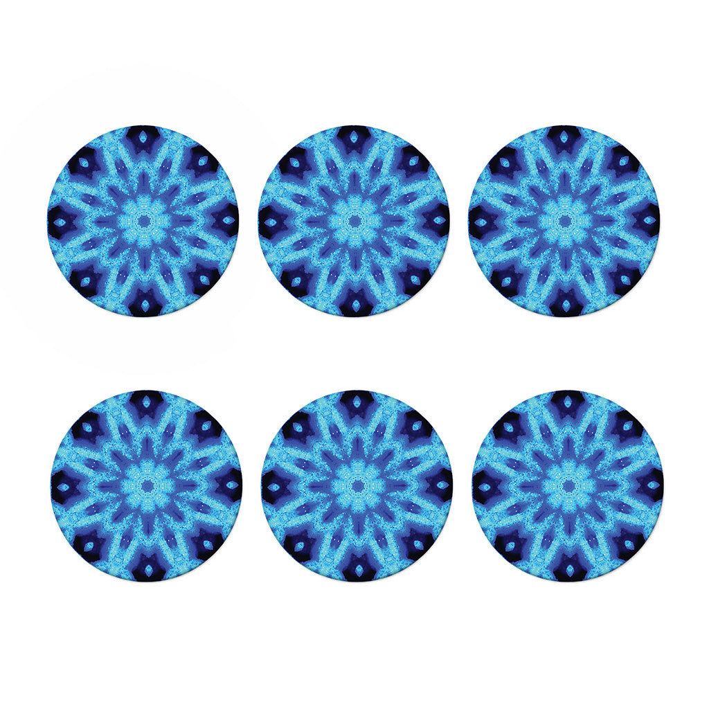Blue Snowflake Kaleidoscope Print Coaster Set