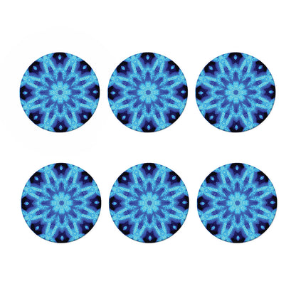 Blue Snowflake Kaleidoscope Print Coaster Set