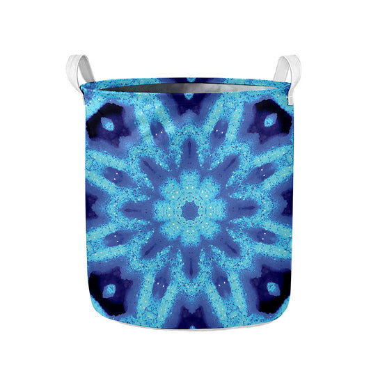 Blue Snowflake Kaleidoscope Print Collapsible Laundry Basket