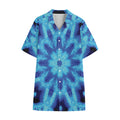 Blue Snowflake Kaleidoscope Print Cotton Hawaiian Shirt