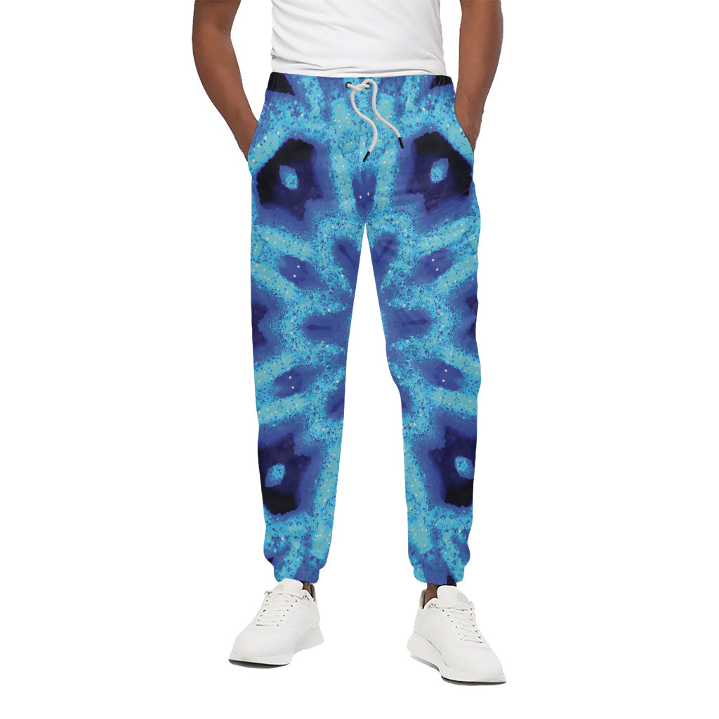 Blue Snowflake Kaleidoscope Print Cotton Pants